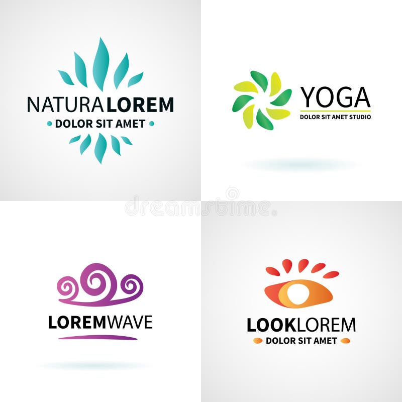 Insieme della meditazione naturale di benessere di yoga della stazione termale illustrazione vettoriale Insieme della meditazione naturale di benessere di yoga della stazione termale illustrazione vettoriale