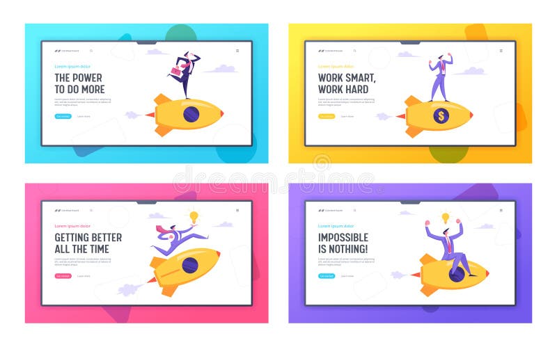 Insieme della pagina di atterraggio del sito Web di tecnologia dell'innovazione di partenza, nuovo concetto di progetto di affari illustrazione di stock Insieme della pagina di atterraggio del sito Web di tecnologia dell'innovazione di partenza, nuovo concetto di progetto di affari illustrazione di stock