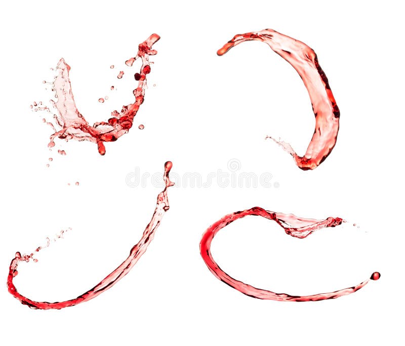 Insieme della spruzzata del vino rosso, isolato su fondo bianco immagini stock Insieme della spruzzata del vino rosso, isolato su fondo bianco immagini stock