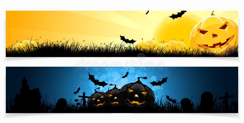 Set of Horizontal Halloween Banners. Set of Horizontal Halloween Banners