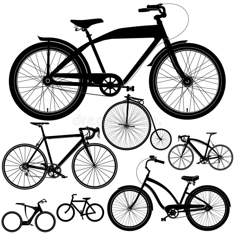 Insieme delle biciclette differenti, bici illustrazione di stock Insieme delle biciclette differenti, bici illustrazione di stock