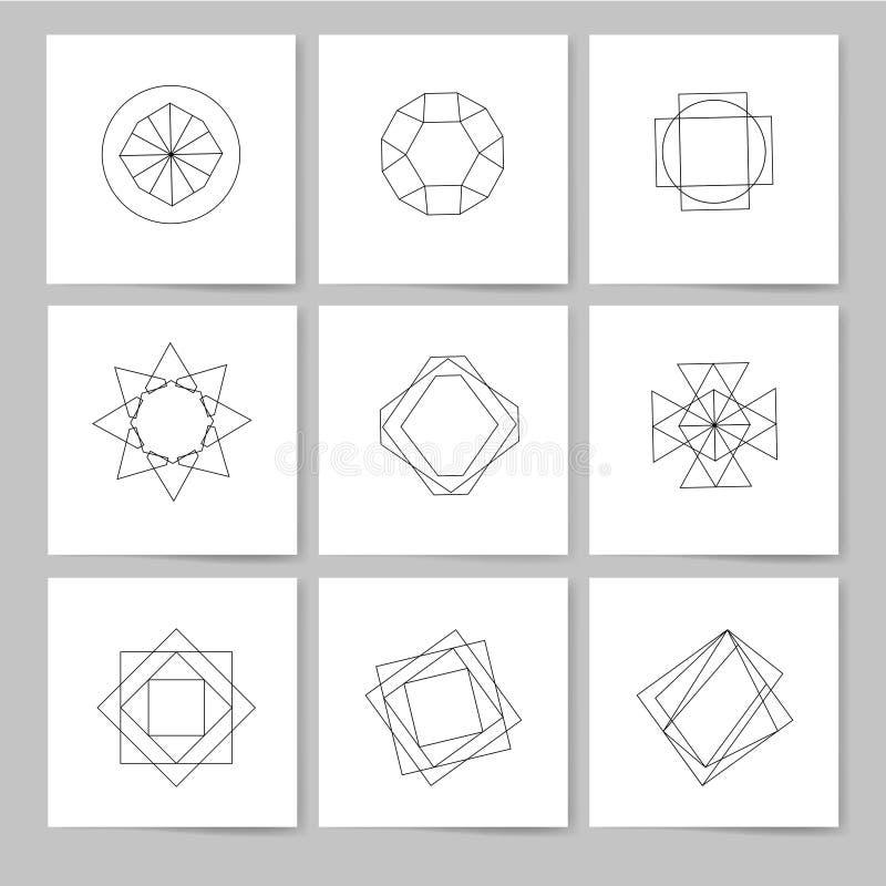 Insieme delle carte astratte d'avanguardia con il logos mistico Stile moderno dei pantaloni a vita bassa per l'invito, progettazi illustrazione di stock Insieme delle carte astratte d'avanguardia con il logos mistico Stile moderno dei pantaloni a vita bassa per l'invito, progettazi illustrazione di stock