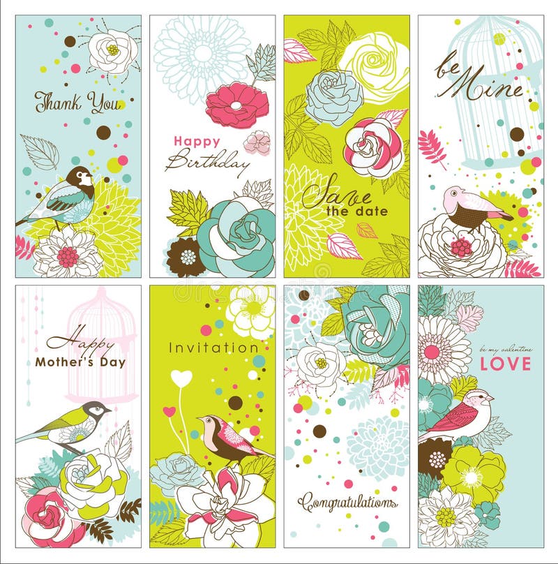 Insieme delle cartoline d'auguri royalty illustrazione gratis Insieme delle cartoline d'auguri royalty illustrazione gratis