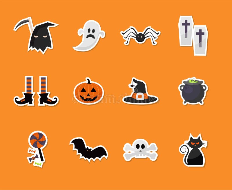 Insieme delle icone dell'autoadesivo di Halloween illustrazione di stock Insieme delle icone dell'autoadesivo di Halloween illustrazione di stock