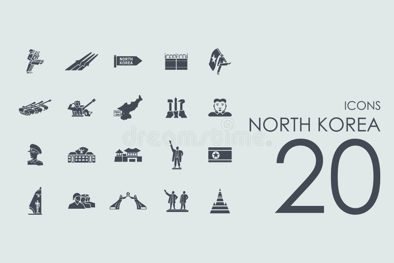 Insieme delle icone della Corea del Nord illustrazione di stock Insieme delle icone della Corea del Nord illustrazione di stock