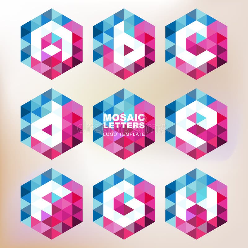 Insieme delle icone della lettera del mosaico Modello geometrico di progettazione di logo corp royalty illustrazione gratis