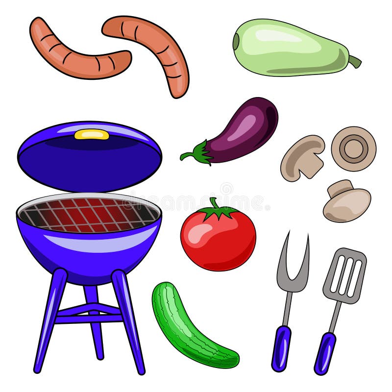 Insieme delle icone di vettore del barbecue Illustrazioni della griglia, sau royalty illustrazione gratis Insieme delle icone di vettore del barbecue Illustrazioni della griglia, sau royalty illustrazione gratis