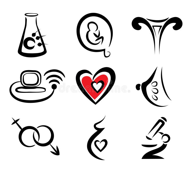 Insieme delle icone mediche relative femminili e prenatali royalty illustrazione gratis Insieme delle icone mediche relative femminili e prenatali royalty illustrazione gratis