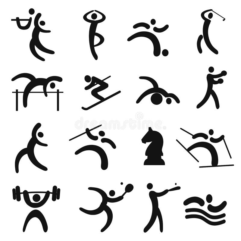 Insieme delle icone nere di sport illustrazione vettoriale Insieme delle icone nere di sport illustrazione vettoriale