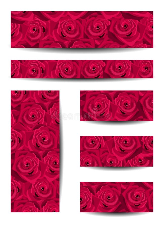 Insieme delle insegne con le rose rosse. royalty illustrazione gratis Insieme delle insegne con le rose rosse. royalty illustrazione gratis