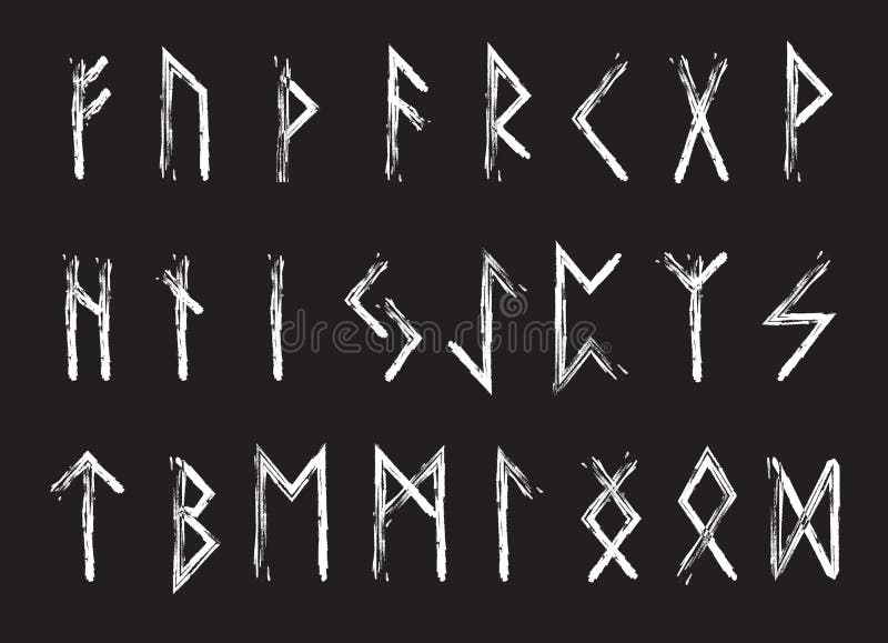 Insieme delle lettere, alfabeto di Rune delle rune Alfabeto runico Scrittura antica Futhark Illustrazione di vettore royalty illustrazione gratis Insieme delle lettere, alfabeto di Rune delle rune Alfabeto runico Scrittura antica Futhark Illustrazione di vettore royalty illustrazione gratis