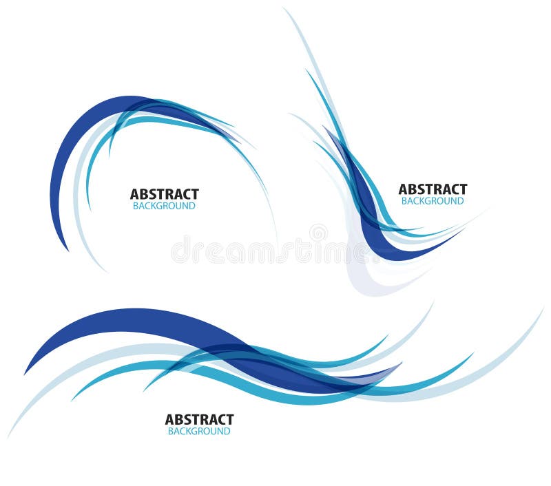 Insieme delle linee blu scorrenti dell'onda illustrazione di stock Insieme delle linee blu scorrenti dell'onda illustrazione di stock