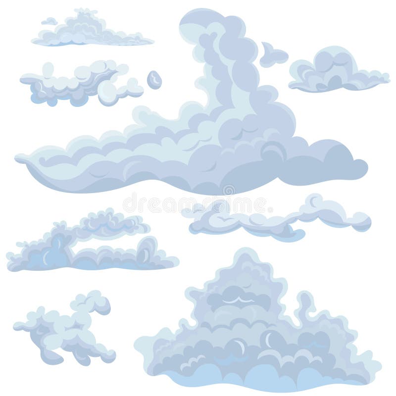 Insieme delle nuvole delle forme differenti E r illustrazione vettoriale Insieme delle nuvole delle forme differenti E r illustrazione vettoriale
