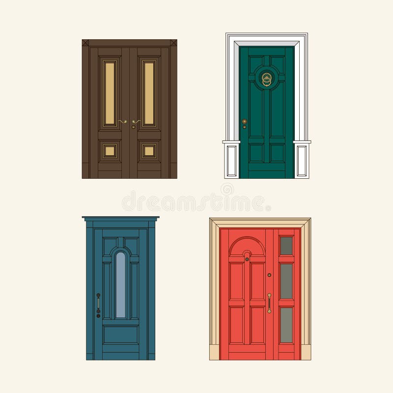 Insieme delle porte classiche illustrazione di stock Insieme delle porte classiche illustrazione di stock