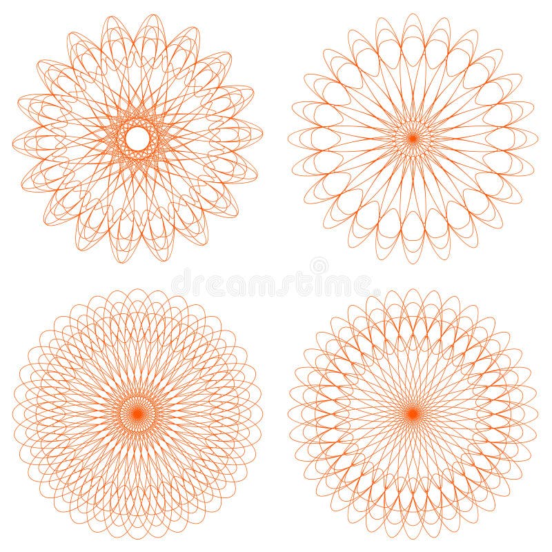 Insieme delle rosette della rabescatura di vettore illustrazione vettoriale Insieme delle rosette della rabescatura di vettore illustrazione vettoriale
