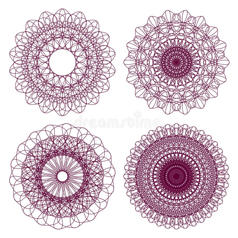 Insieme delle rosette della rabescatura di vettore illustrazione di stock Insieme delle rosette della rabescatura di vettore illustrazione di stock