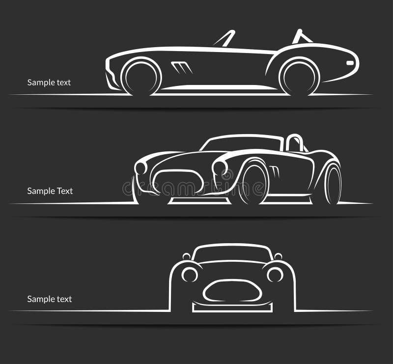 Insieme delle siluette classiche d'annata di vettore dell'automobile sportiva royalty illustrazione gratis