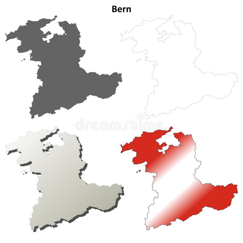 Insieme dettagliato in bianco della mappa del profilo di Berna royalty illustrazione gratis Insieme dettagliato in bianco della mappa del profilo di Berna royalty illustrazione gratis