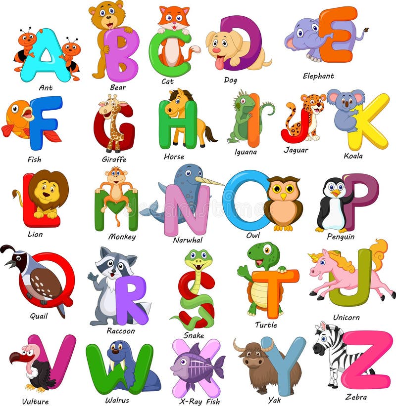 Insieme di alfabeto degli animali su fondo bianco royalty illustrazione gratis Insieme di alfabeto degli animali su fondo bianco royalty illustrazione gratis