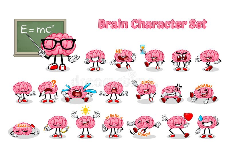 Insieme di Brain Cartoon Character