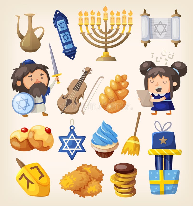 Insieme di Chanukah illustrazione di stock Insieme di Chanukah illustrazione di stock