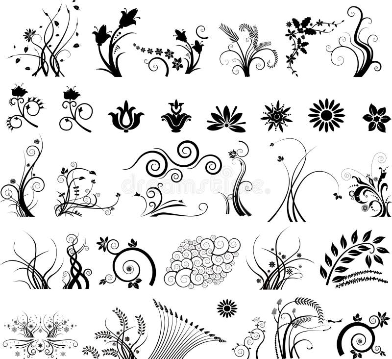 Insieme di elementi floreale illustrazione di stock