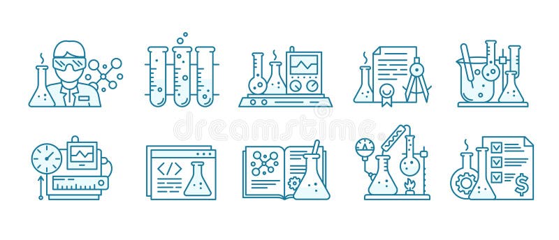 Insieme di icone di chimica scientifica background in laboratorio per l'istruzione Kit per la produzione di sostanze chimiche Esp royalty illustrazione gratis Insieme di icone di chimica scientifica background in laboratorio per l'istruzione Kit per la produzione di sostanze chimiche Esp royalty illustrazione gratis