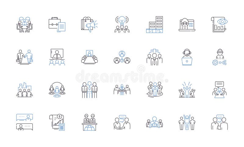 Dealership nerk outline icons collection. Sales, Service, Financing, Inventory, Vehicles, Test Drive, Trade-In vector. Dealership nerk outline icons collection. Sales, Service, Financing, Inventory, Vehicles, Test Drive, Trade-In vector