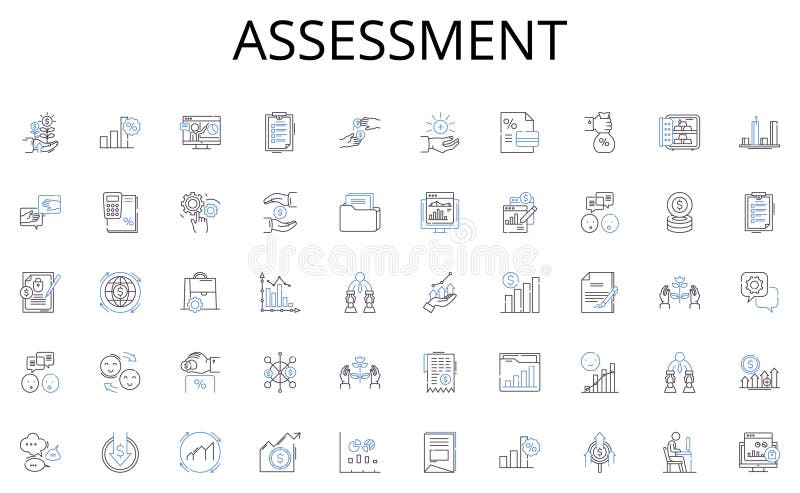 Assessment outline icons collection. Financing, Credit, Investment, Revenue, Liabilities, Assets, Funding vector and. Assessment outline icons collection. Financing, Credit, Investment, Revenue, Liabilities, Assets, Funding vector and