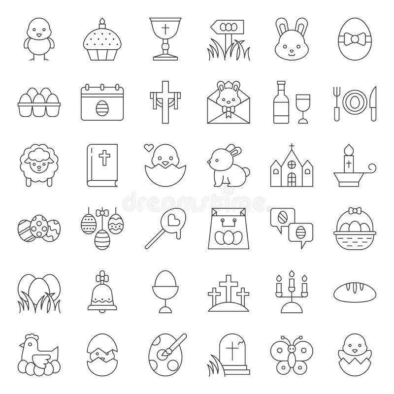insieme di pasqua, linea sottile royalty illustrazione gratis insieme di pasqua, linea sottile royalty illustrazione gratis