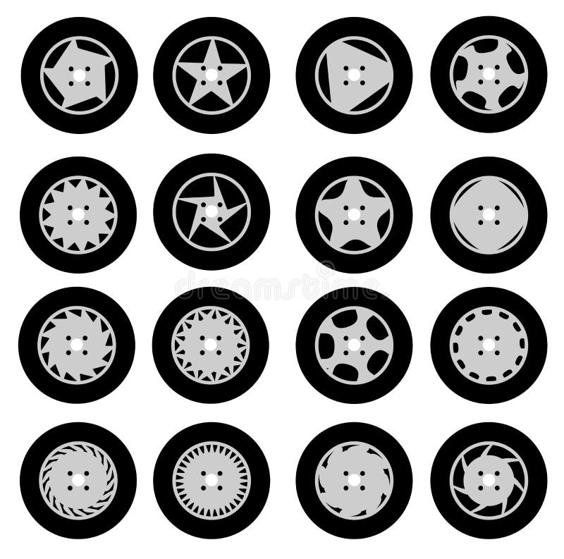 A set of wheel rim design with grey scale color. A set of wheel rim design with grey scale color