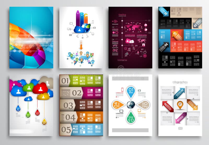 Insieme di progettazione dell'aletta di filatoio, modelli Web Progettazioni dell'opuscolo royalty illustrazione gratis Insieme di progettazione dell'aletta di filatoio, modelli Web Progettazioni dell'opuscolo royalty illustrazione gratis