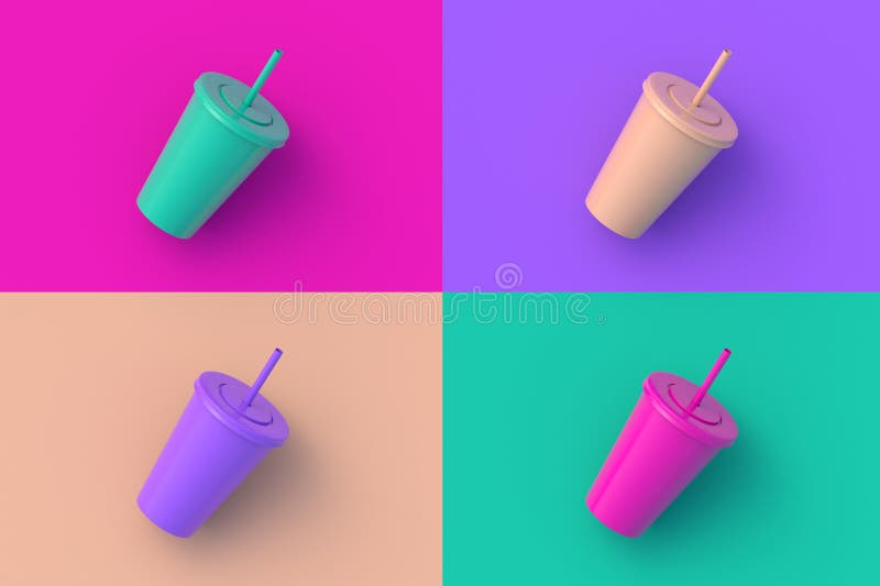 Insieme di quattro diversi pannelli di bibita a colori sullo sfondo colorato segmentale illustrazione vettoriale