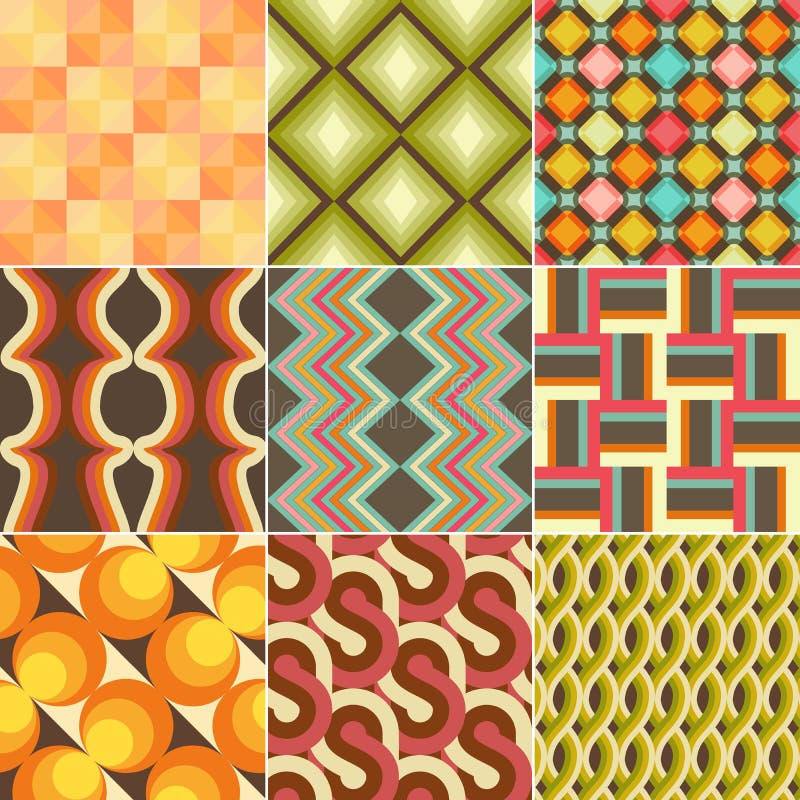 Insieme di retro modello senza cuciture variopinto royalty illustrazione gratis
