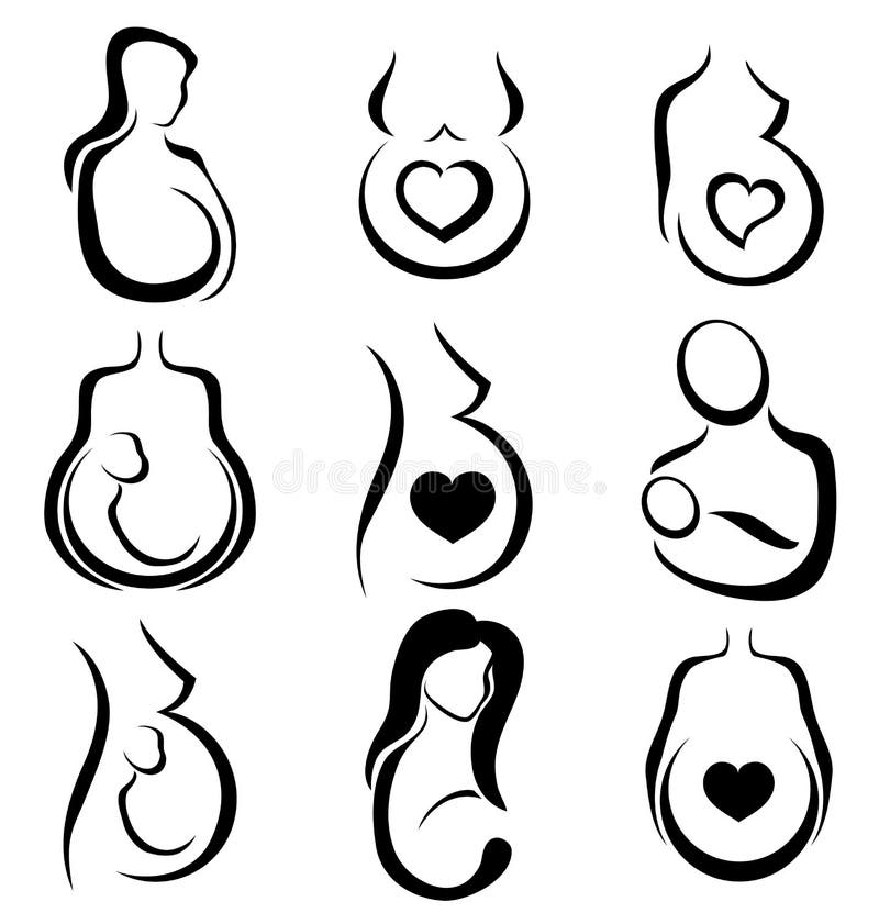 Insieme di simboli della donna incinta royalty illustrazione gratis Insieme di simboli della donna incinta royalty illustrazione gratis