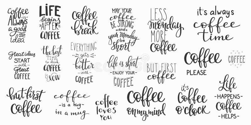 Insieme di tipografia della tazza di caffè di citazione