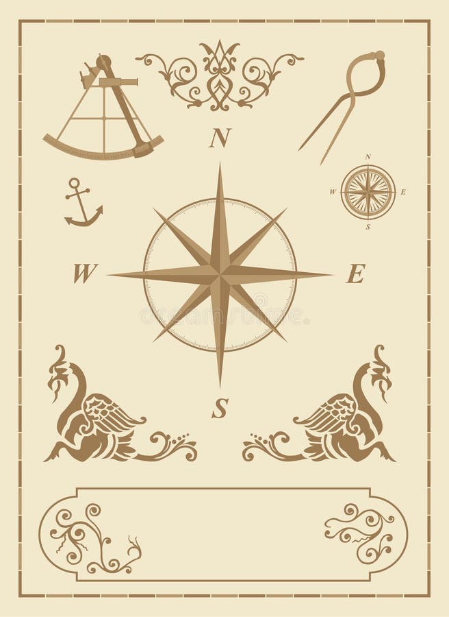 Insieme di vecchi simboli nautici illustrazione vettoriale Insieme di vecchi simboli nautici illustrazione vettoriale
