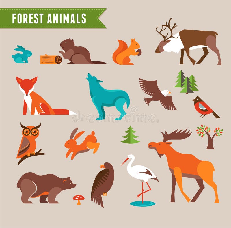Insieme di vettore degli animali della foresta royalty illustrazione gratis Insieme di vettore degli animali della foresta royalty illustrazione gratis