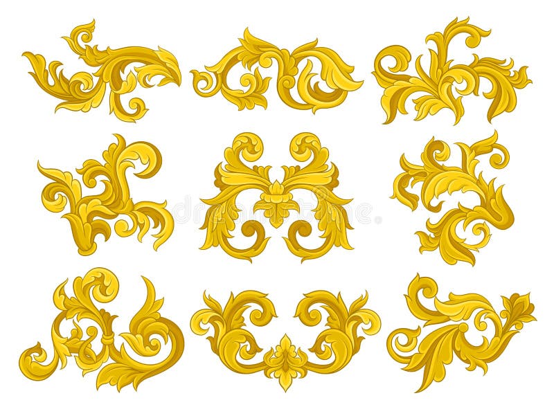 Insieme di vettore degli ornamenti barrocco d'annata Modelli floreali eleganti nello stile vittoriano Elementi ornamentali lussuo illustrazione di stock Insieme di vettore degli ornamenti barrocco d'annata Modelli floreali eleganti nello stile vittoriano Elementi ornamentali lussuo illustrazione di stock