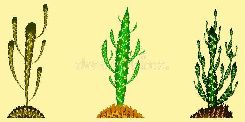 Insieme di vettore dei cactus nei colori differenti illustrazione vettoriale Insieme di vettore dei cactus nei colori differenti illustrazione vettoriale