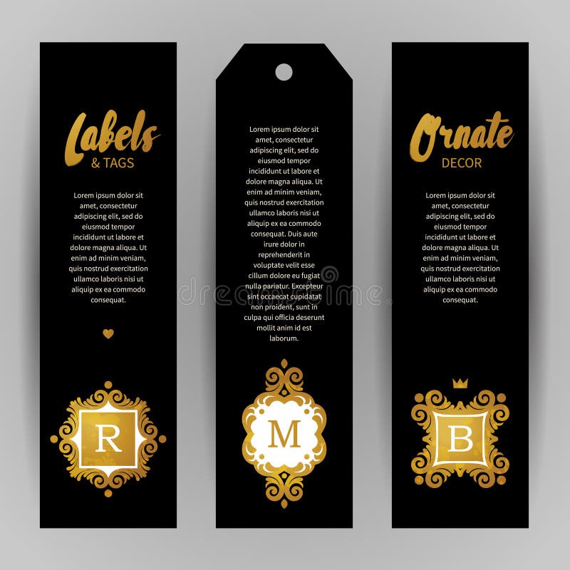 Insieme di vettore delle etichette di lusso dorate royalty illustrazione gratis Insieme di vettore delle etichette di lusso dorate royalty illustrazione gratis