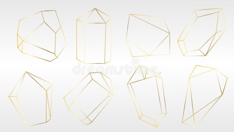 Insieme di vettore delle forme di cristallo dorate di lusso Elemento isolato dell'illustrazione Elemento isolato dell'illustrazio