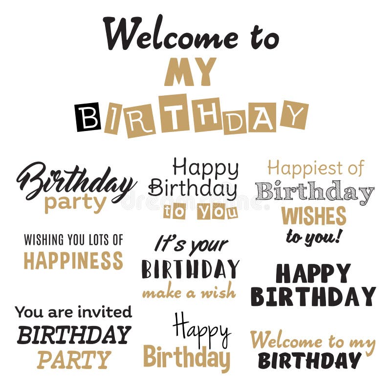Insieme di vettore di buon compleanno illustrazione di stock
