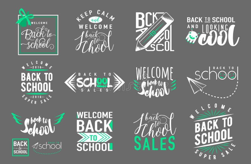 Insieme di vettore di nuovo alla scuola, retro elementi di stile di vendita illustrazione di stock Insieme di vettore di nuovo alla scuola, retro elementi di stile di vendita illustrazione di stock
