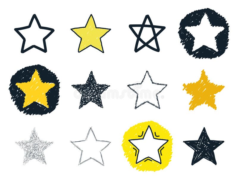 Insieme disegnato a mano delle stelle royalty illustrazione gratis Insieme disegnato a mano delle stelle royalty illustrazione gratis