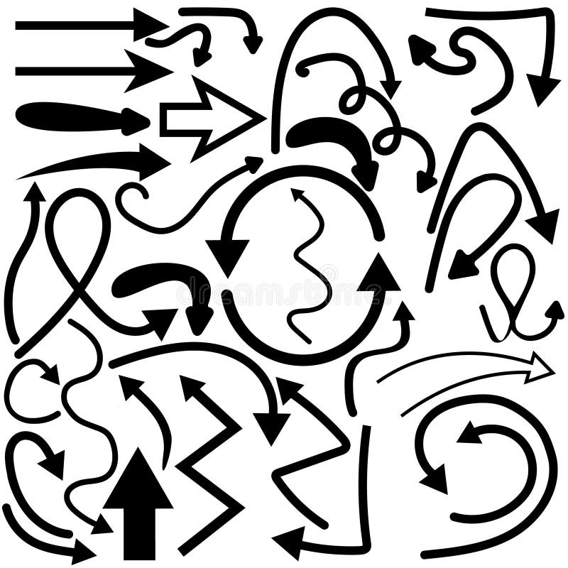 Insieme disegnato a mano di vettore delle frecce di scarabocchio royalty illustrazione gratis Insieme disegnato a mano di vettore delle frecce di scarabocchio royalty illustrazione gratis