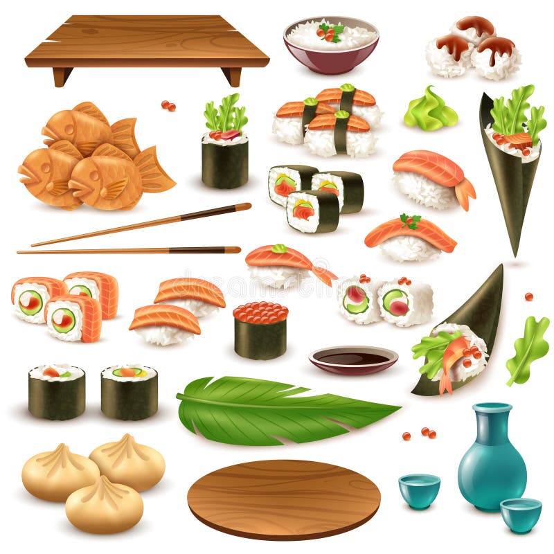 Insieme giapponese dell'alimento royalty illustrazione gratis