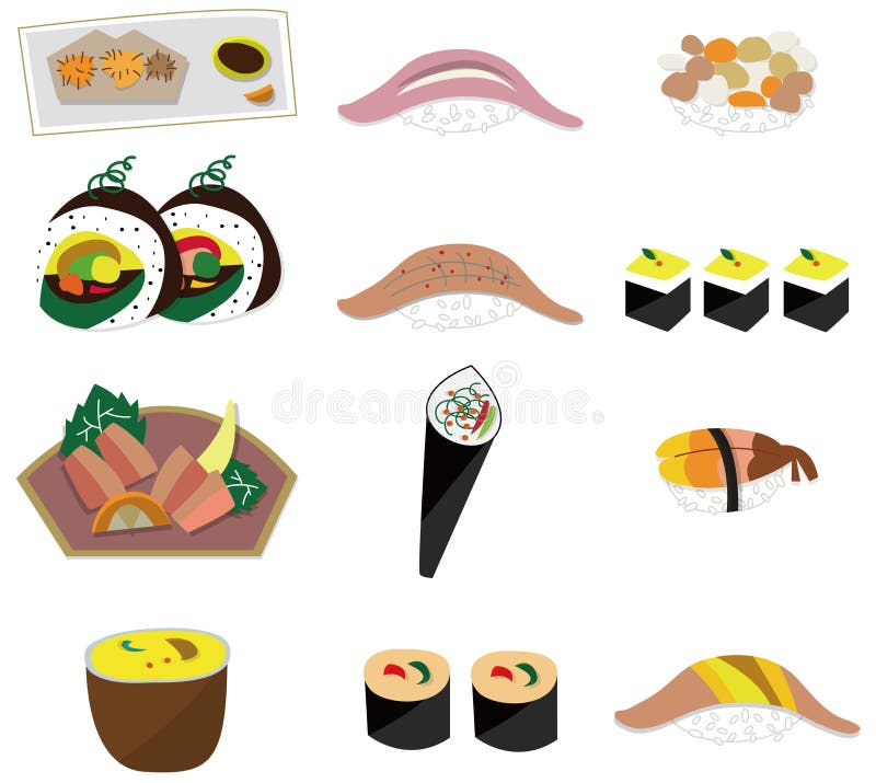 Insieme giapponese dell'icona dell'alimento di Artoon royalty illustrazione gratis