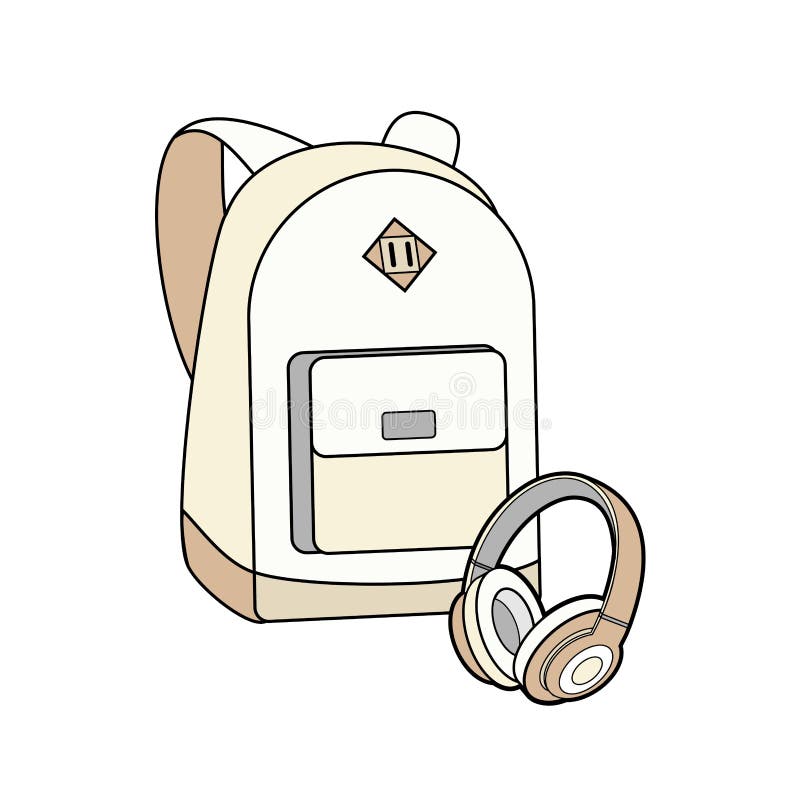 Insieme isolato vettore dello zaino, della borsa, dello Zaino e delle cuffie Illustrazione dello zaino dei pantaloni a vita bassa illustrazione vettoriale Insieme isolato vettore dello zaino, della borsa, dello Zaino e delle cuffie Illustrazione dello zaino dei pantaloni a vita bassa illustrazione vettoriale