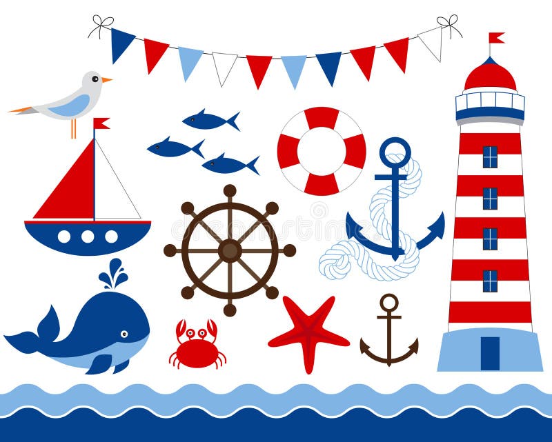 Insieme nautico royalty illustrazione gratis Insieme nautico royalty illustrazione gratis